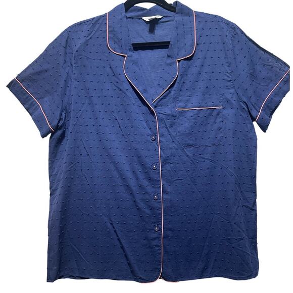 Charter Club Other - Charter Club Pajama Notch Collar Woven Cotton Pajama Top Size Large
